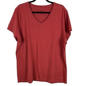 Life Is Good Casual Boxy V Neck Cotton Short Sleeve Tee XXL Brick Red
